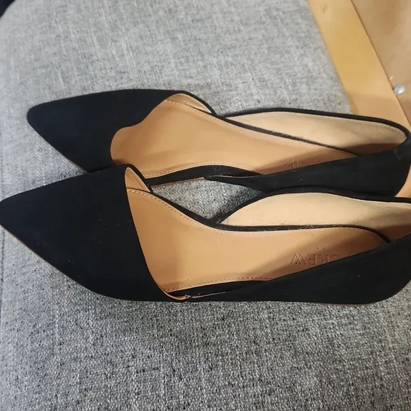 J. Crew D'orsay Suede Black Pointed Toe Flats Size 8 - Picture 5 of 6